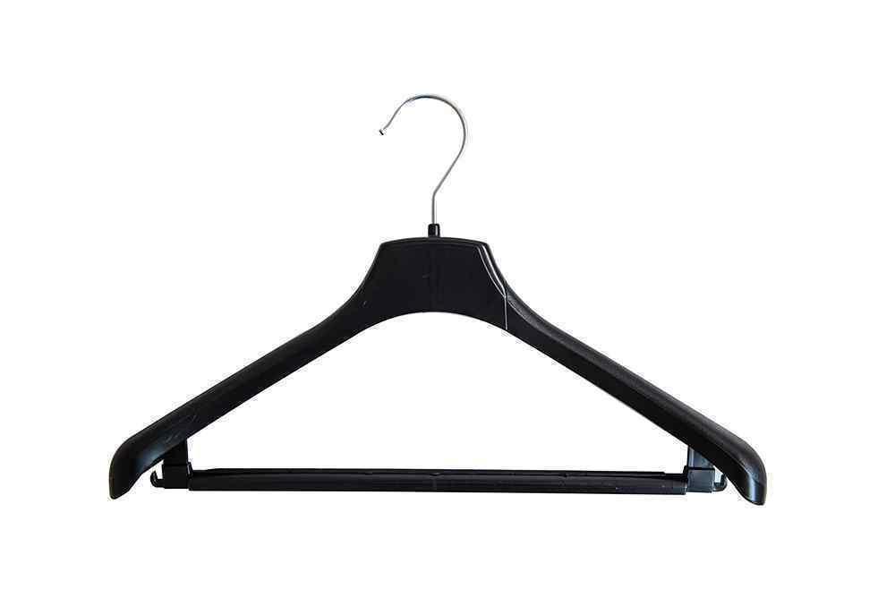 Hanger - SA42WB Black Plastic Jacket w/Bar (70)